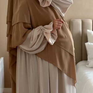 khimar 3 voiles beige foncé