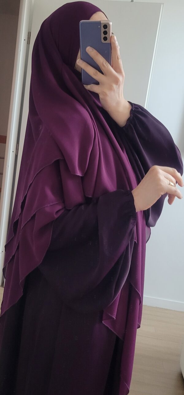 Khimar 3 voiles aubergine dark purple 3 layer khimar