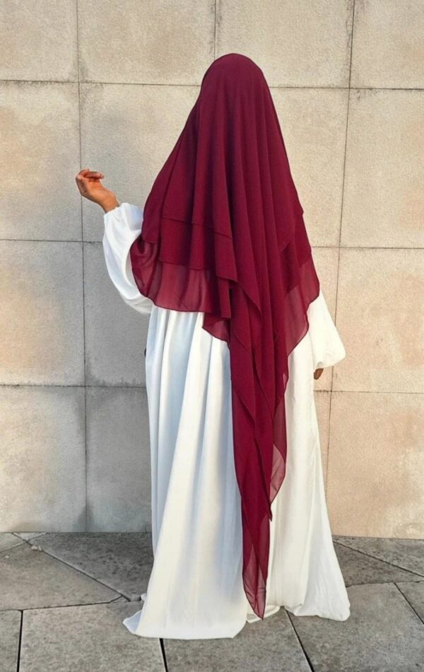 Khimar 3 voiles en mousseline bordeaux -Dark red 3 layer khimar in chiffon