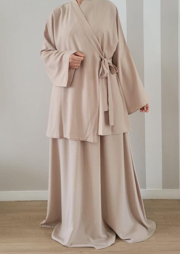 Ensemble jupe t haut croisé beige