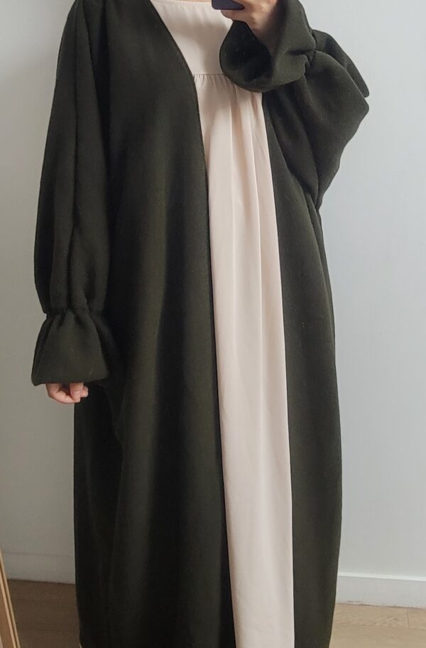 Kimono épais en laine manches tulipe kaki