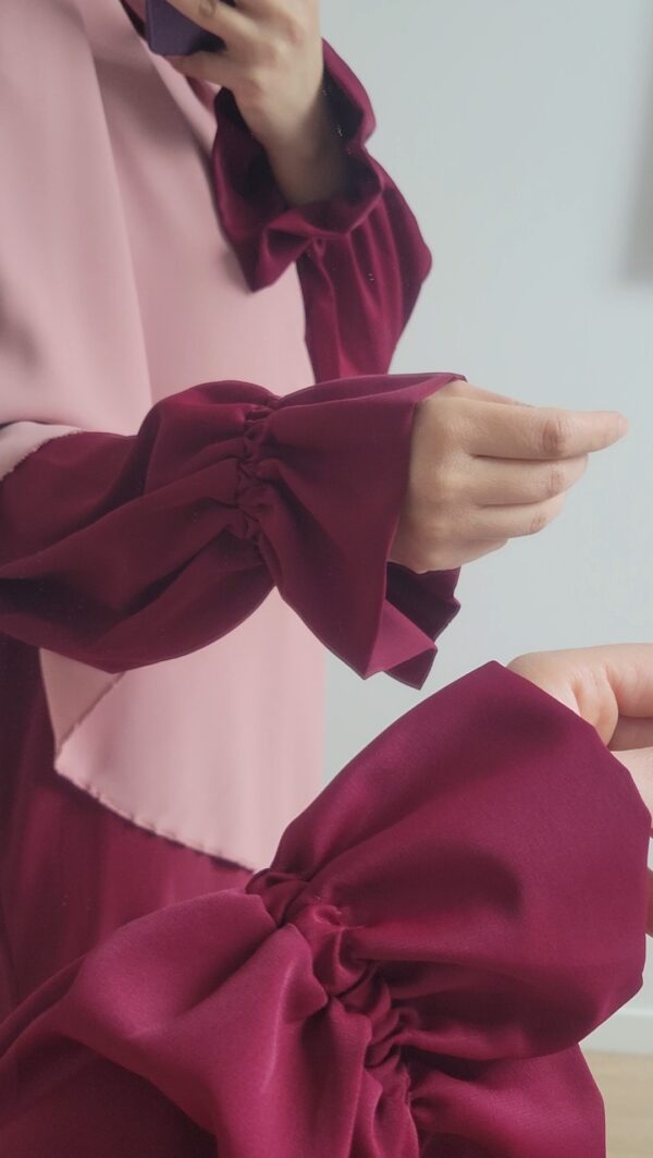 Abaya manches tulipe bordeaux