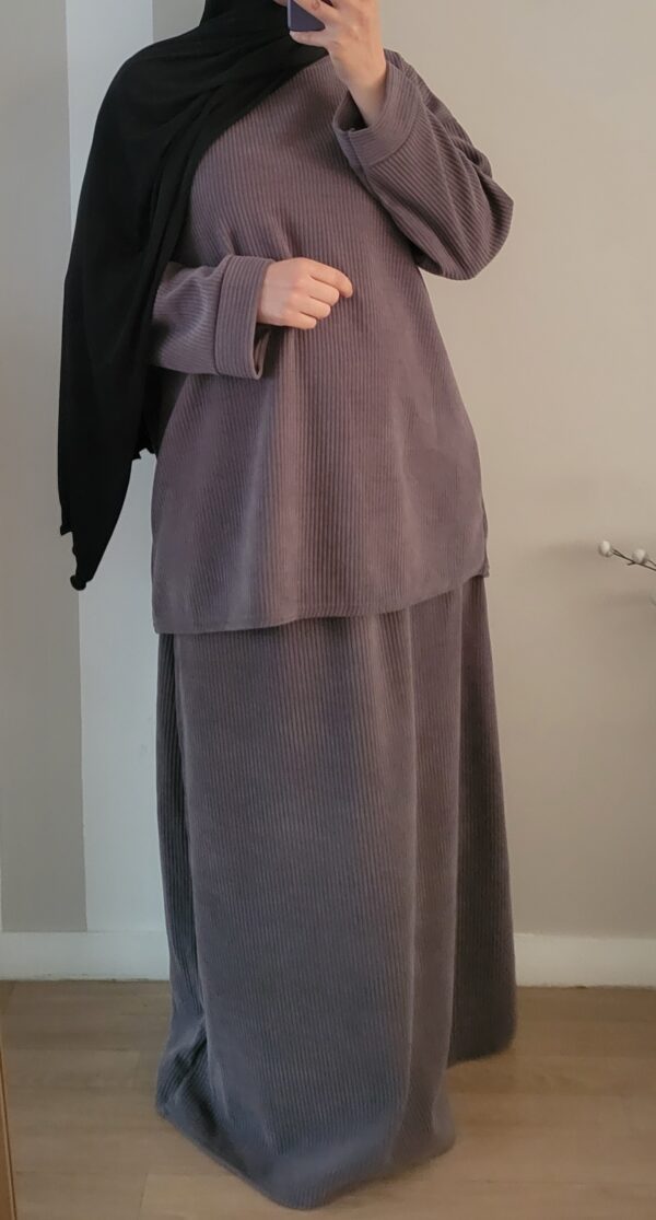 Ensemble jupe velours gris