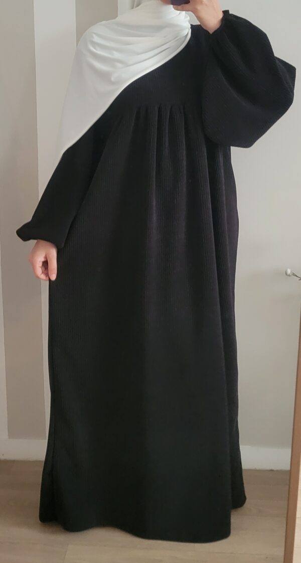 Abaya velours manches ballon noir