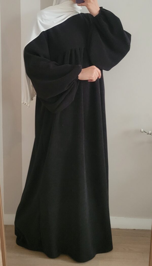 Abaya velours manches ballon noir