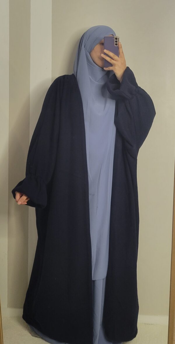 Kimono long en laine bleu marine