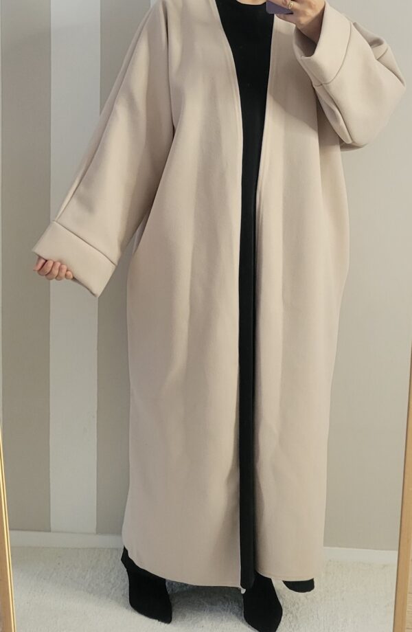 Manteau long en laine beige