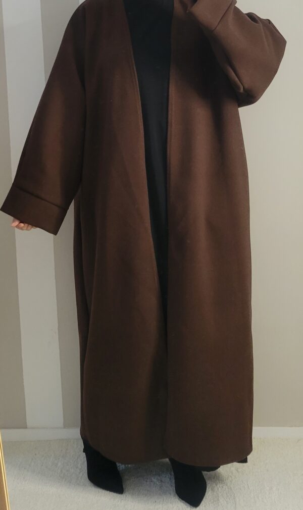 Manteau long en laine marron