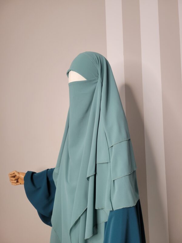 Ensemble abaya manches ballon et khimar 3 voiles