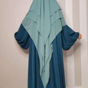 Ensemble abaya manches ballon et khimar 3 voiles