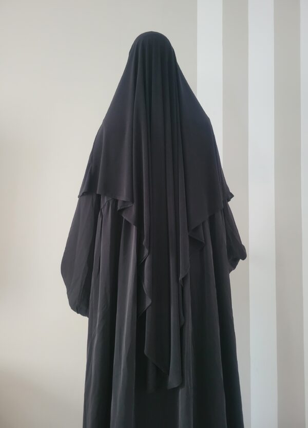 Khimar long à nouer jersey premium noir