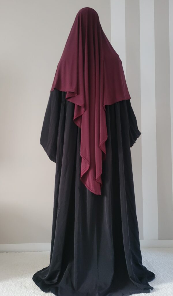 Khimar long à nouer jersey premium bordeaux