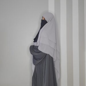 Ensemble abaya, khimar et half niqab gris