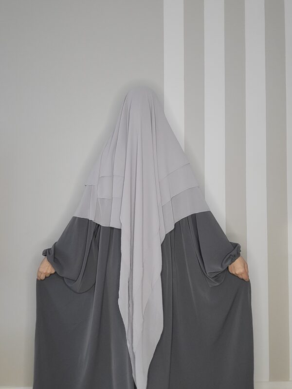 Ensemble abaya, khimar et half niqab gris