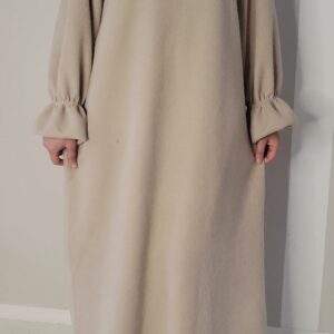 Abaya en laine manches tulipe - abaya d'hiver beige