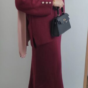 Ensemble jupe en laine bordeaux