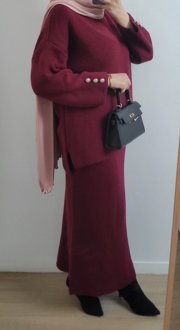 Ensemble jupe en laine bordeaux