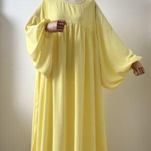 Abaya manches ballon jazz jaune