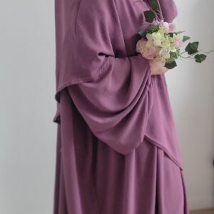 Ensemble abaya manches ballon et maxi khimar en jazz