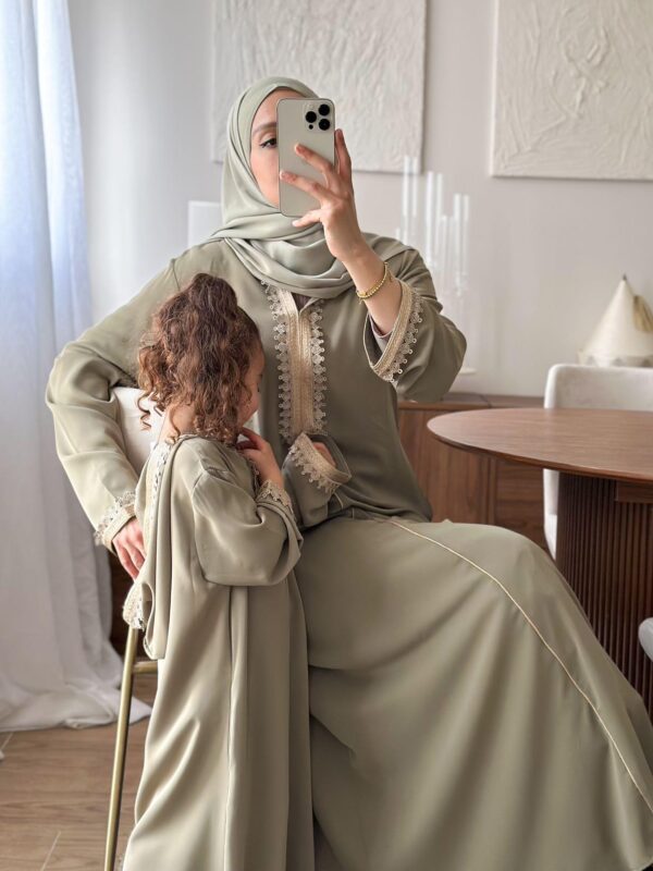 abaya mère fille vert tilleul