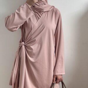 Burkini 3 pièces à nouer rose