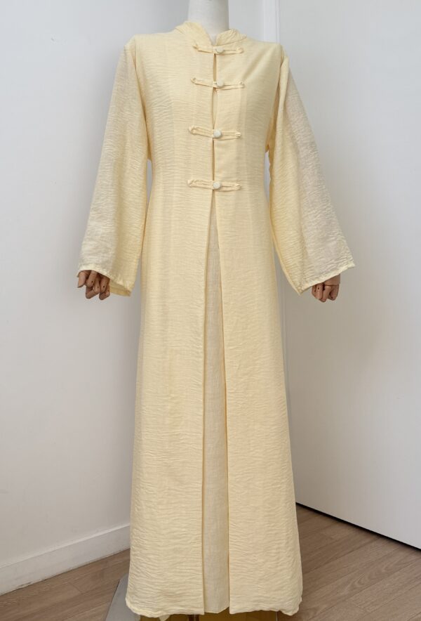 Ensemble abaya et kimono inspiration asiatique effet lin