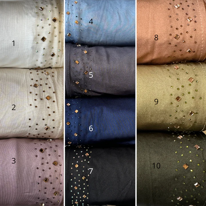 Hijab jersey premium satiné frisé à strass