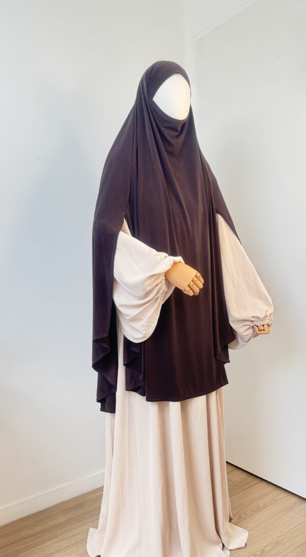 Khimar à fente Jersey premium marron