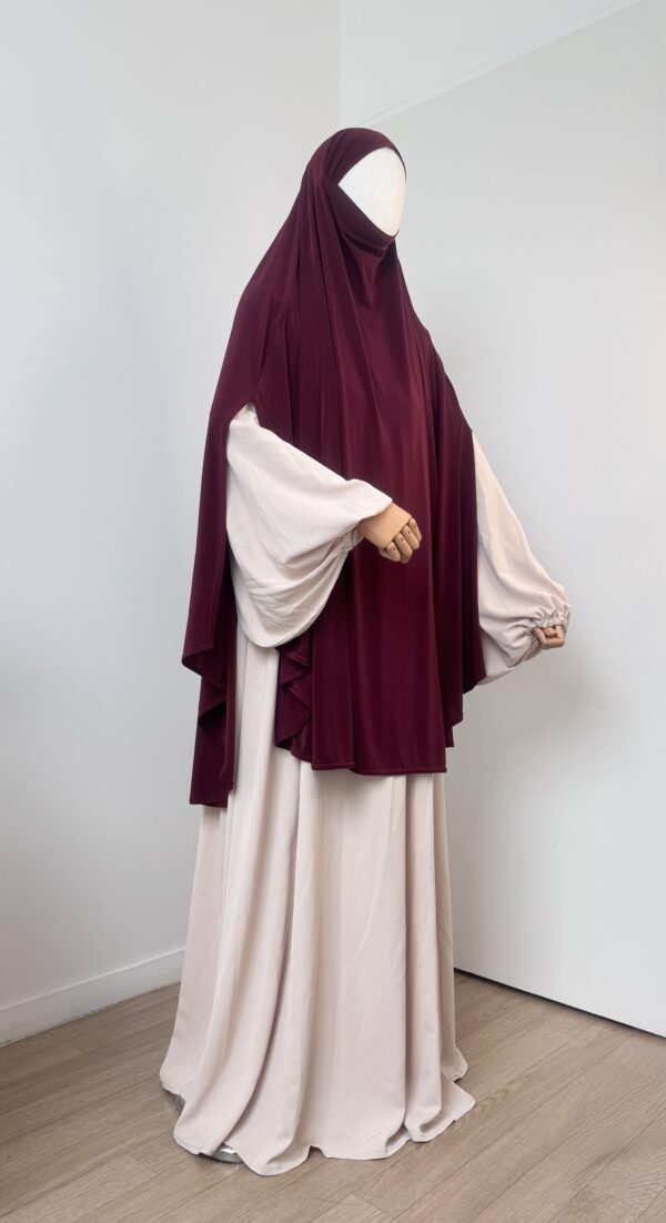 Khimar à fente Jersey premium bordeaux