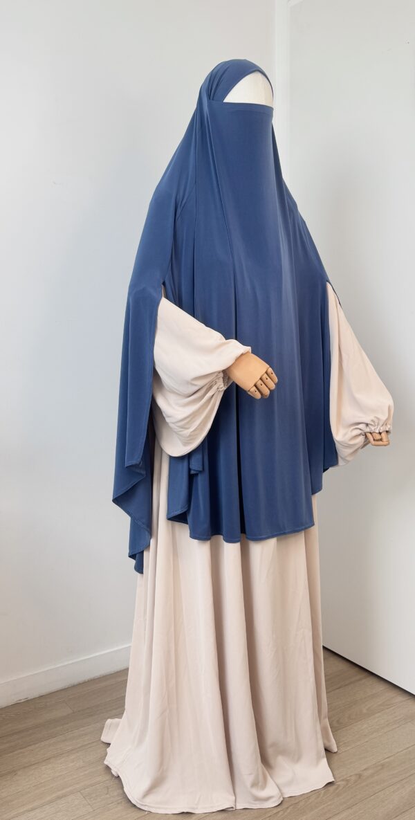 Khimar à fente Jersey premium bleu jean