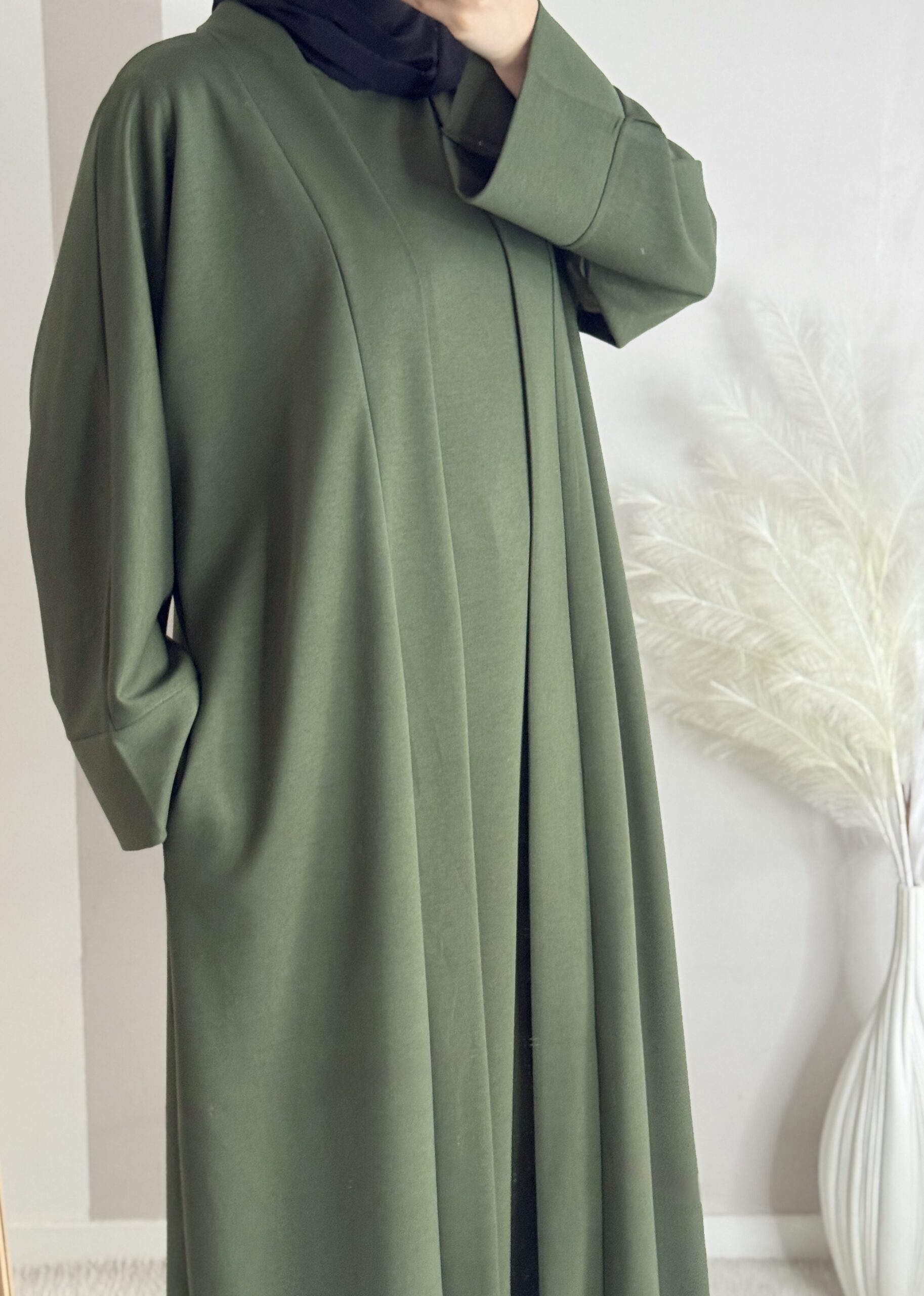 Abaya comfy 2 en 1 kaki