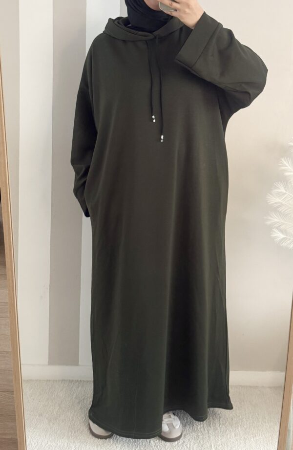 Rbe sweat-- robe jogging à capuche - comfy robe kaki