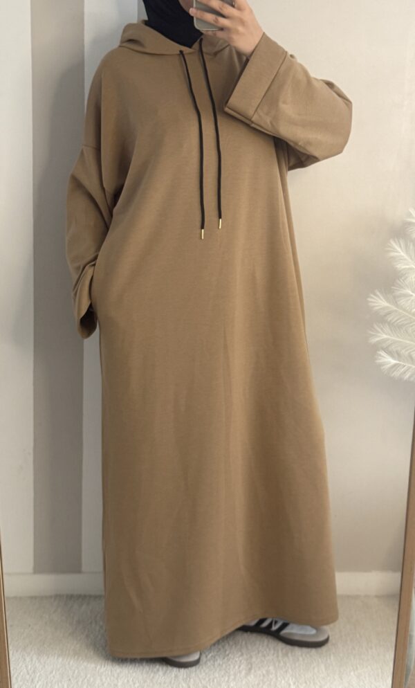 Rbe sweat-- robe jogging à capuche - comfy robe camel