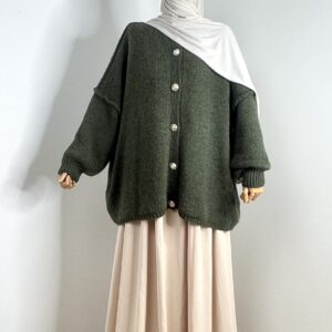 Gilet oversize en maille kaki