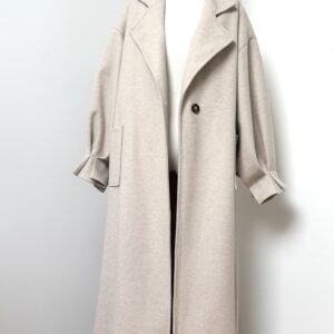 Manteau long manches fleur beige