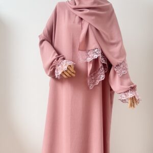 Abaya voile intégré dentelle