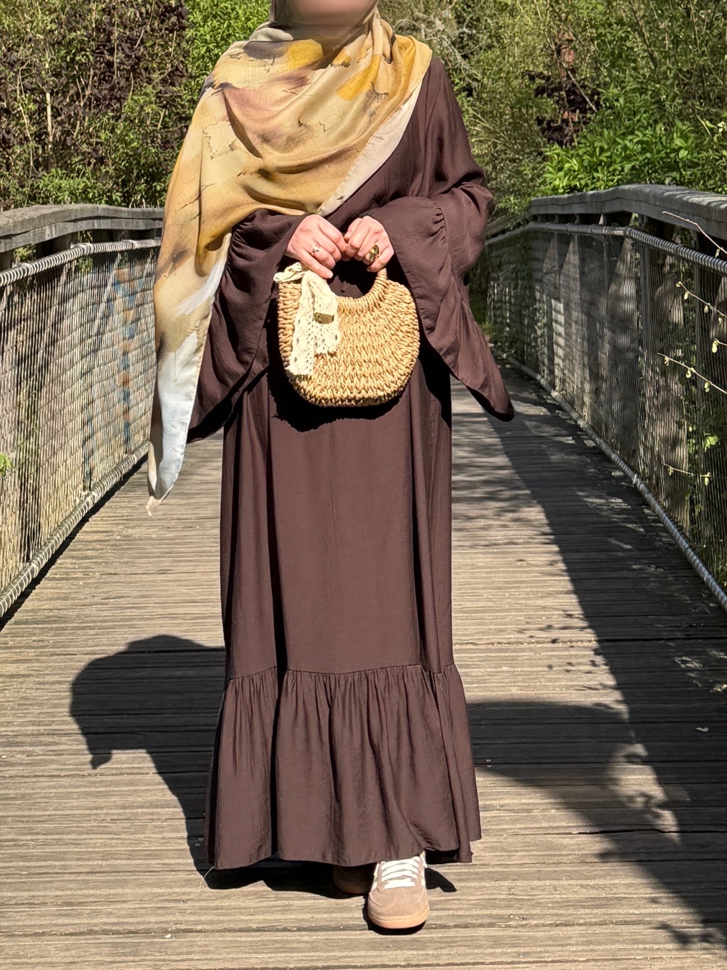 Abaya manches éventail en viscose