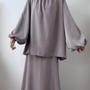 Ensemble jupe jazz satinée taupe