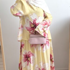 Ensemble jupe imprimé floral jaune
