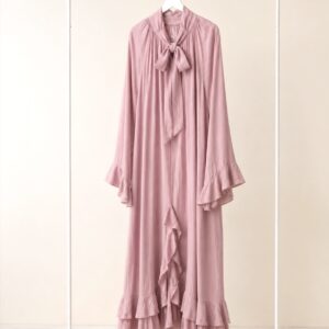 Robe longue à volants rose
