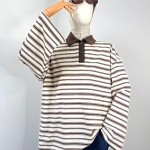 Polo marinière coton - Polo oversize à rayure pour femme