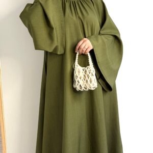 Abaya épaisse manches évasées vert olive