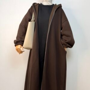 Hoodie long molletonné à capuche marron